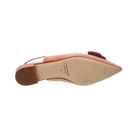 Manolo Blahnik Suede Slingback Flat, Pink - Picture 4 of 5